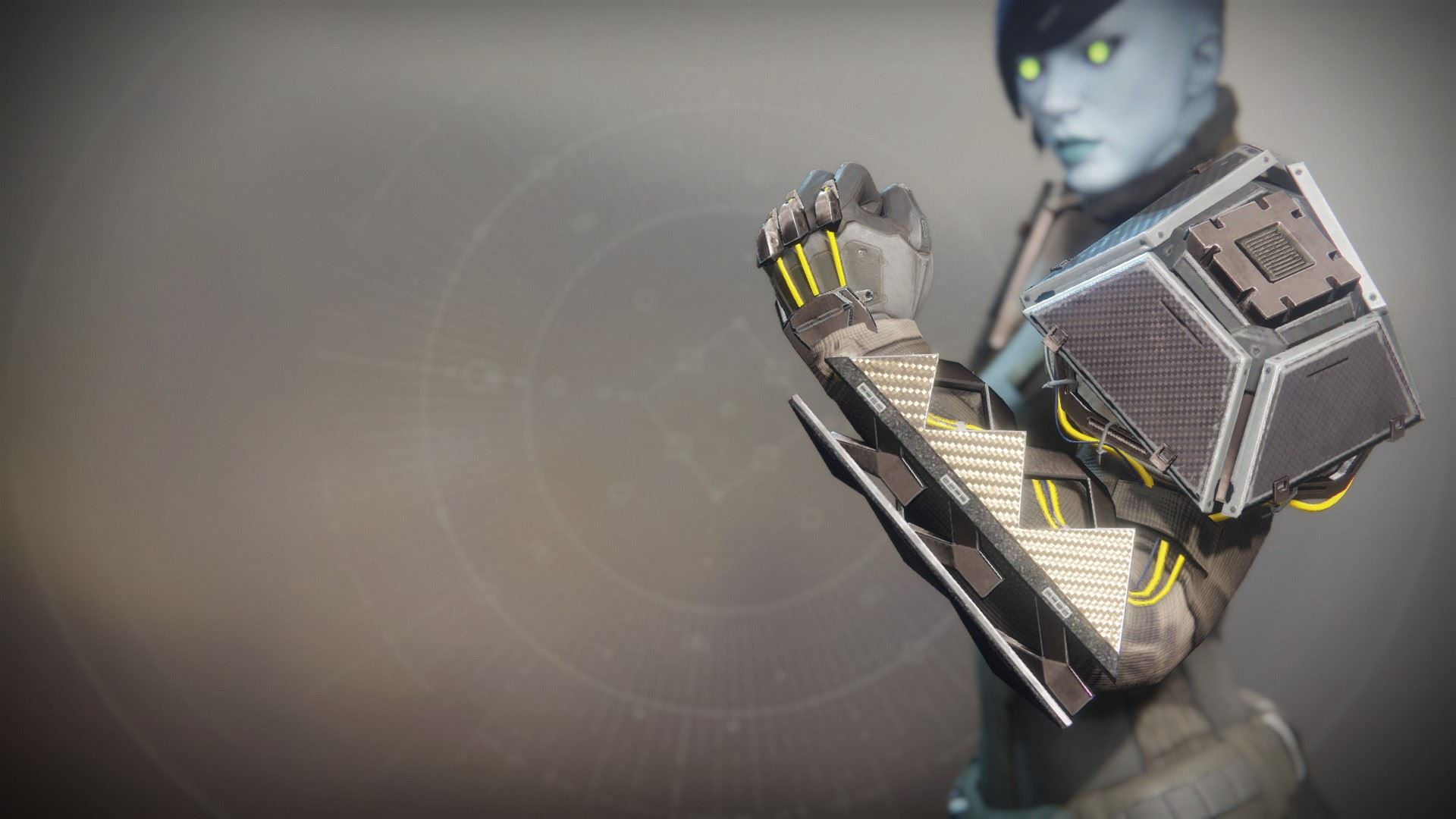 An in-game render of the Midnight Exigent Gauntlets.