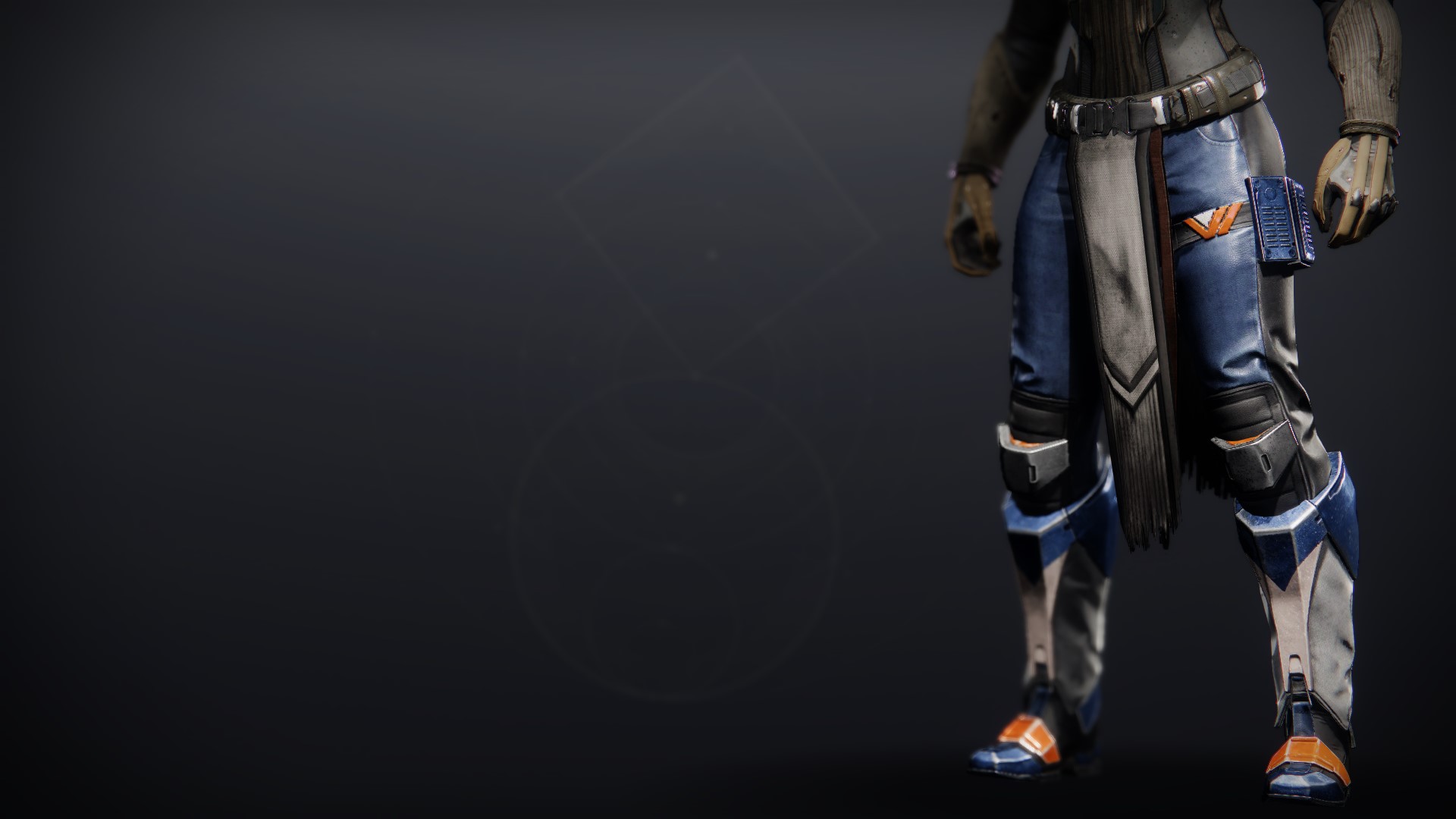 An in-game render of the Photosuede Greaves.