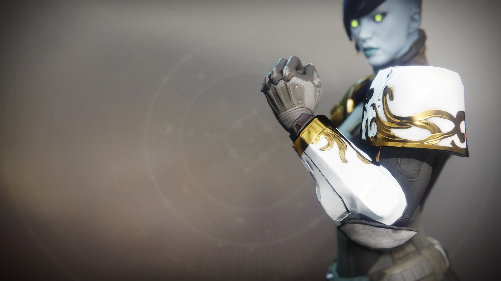 An in-game render of the Solstice Gauntlets (Majestic).