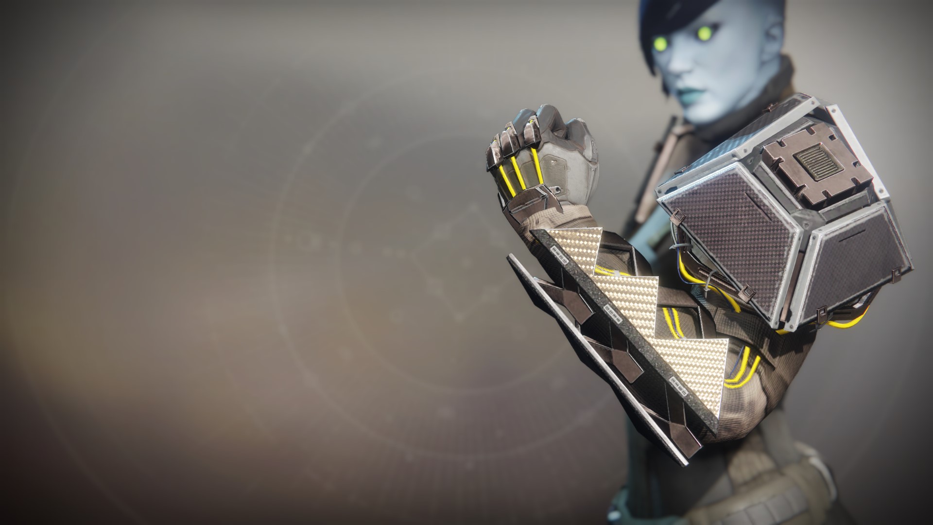 An in-game render of the Midnight Exigent Gauntlets.
