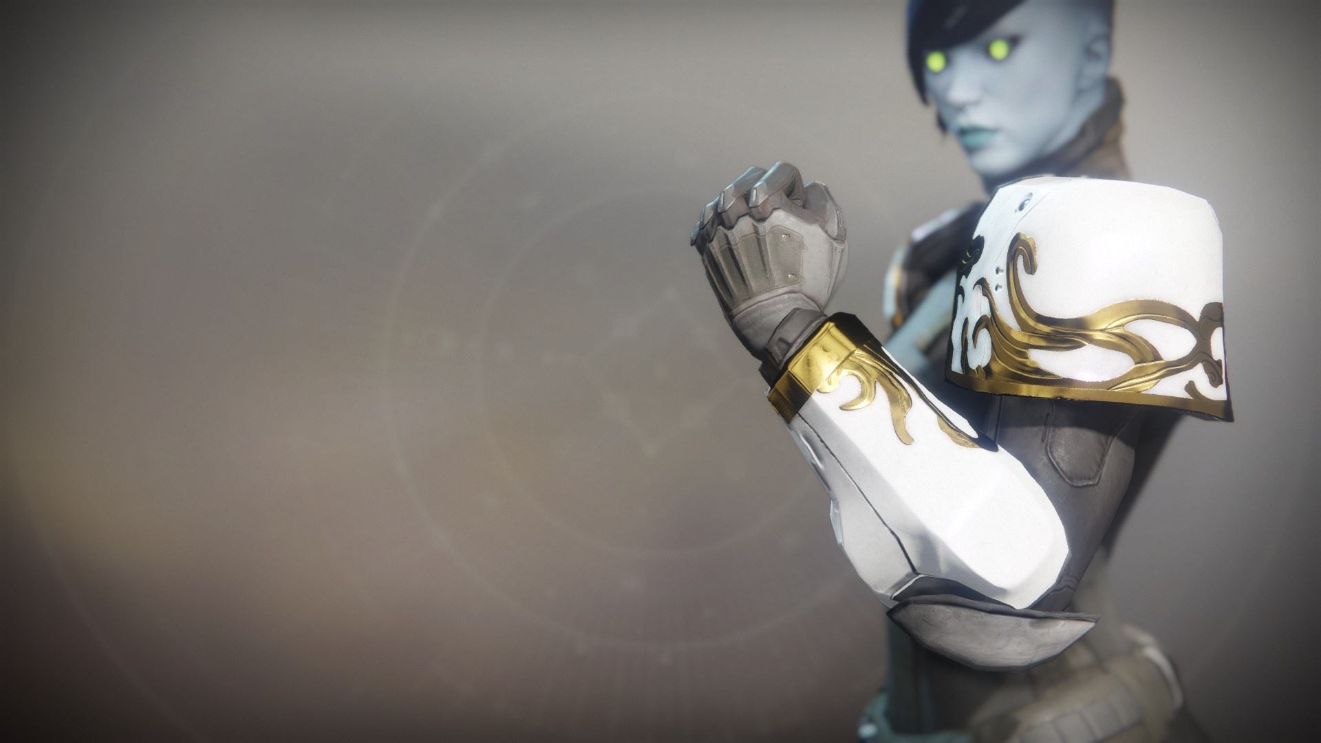 An in-game render of the Solstice Gauntlets (Resplendent).