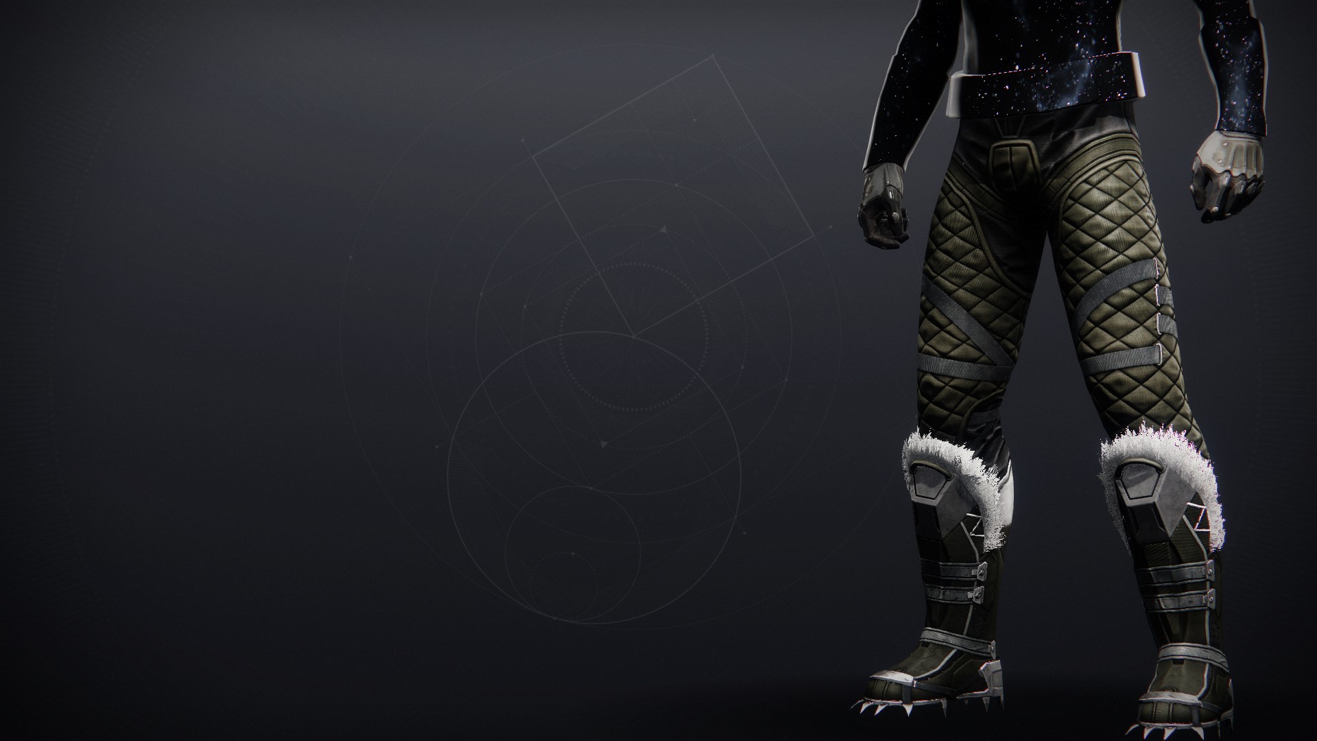 An in-game render of the Dark Age Legbraces.