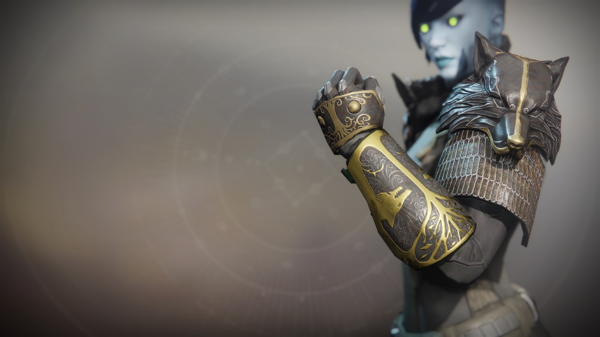 An in-game render of the Iron Truage Gauntlets.