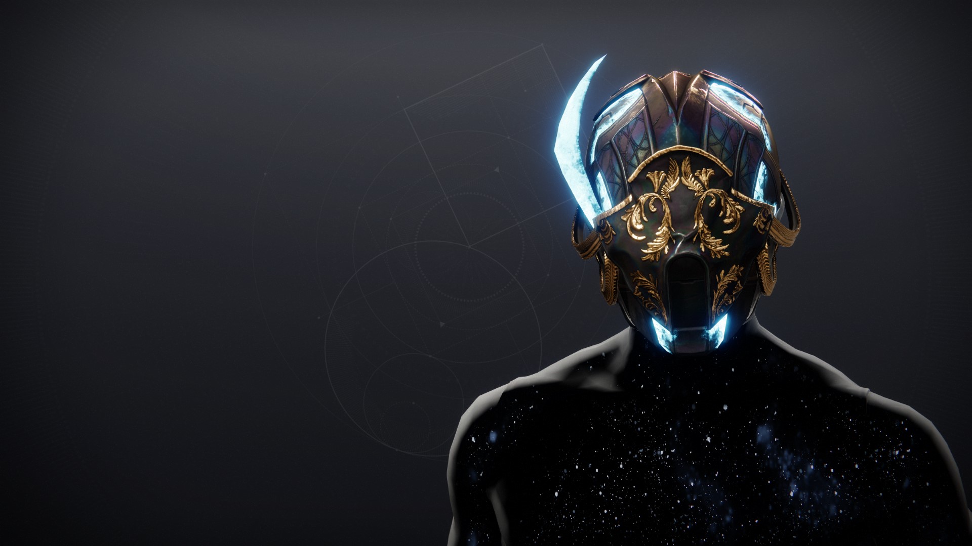 An in-game render of the Refulgent Revelry Hood.