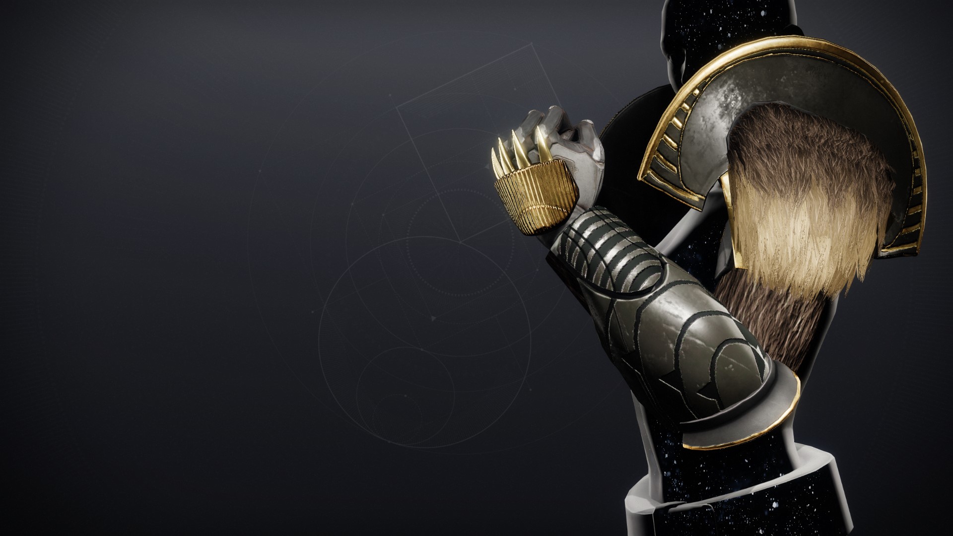 An in-game render of the Fused Aurum Gauntlets.