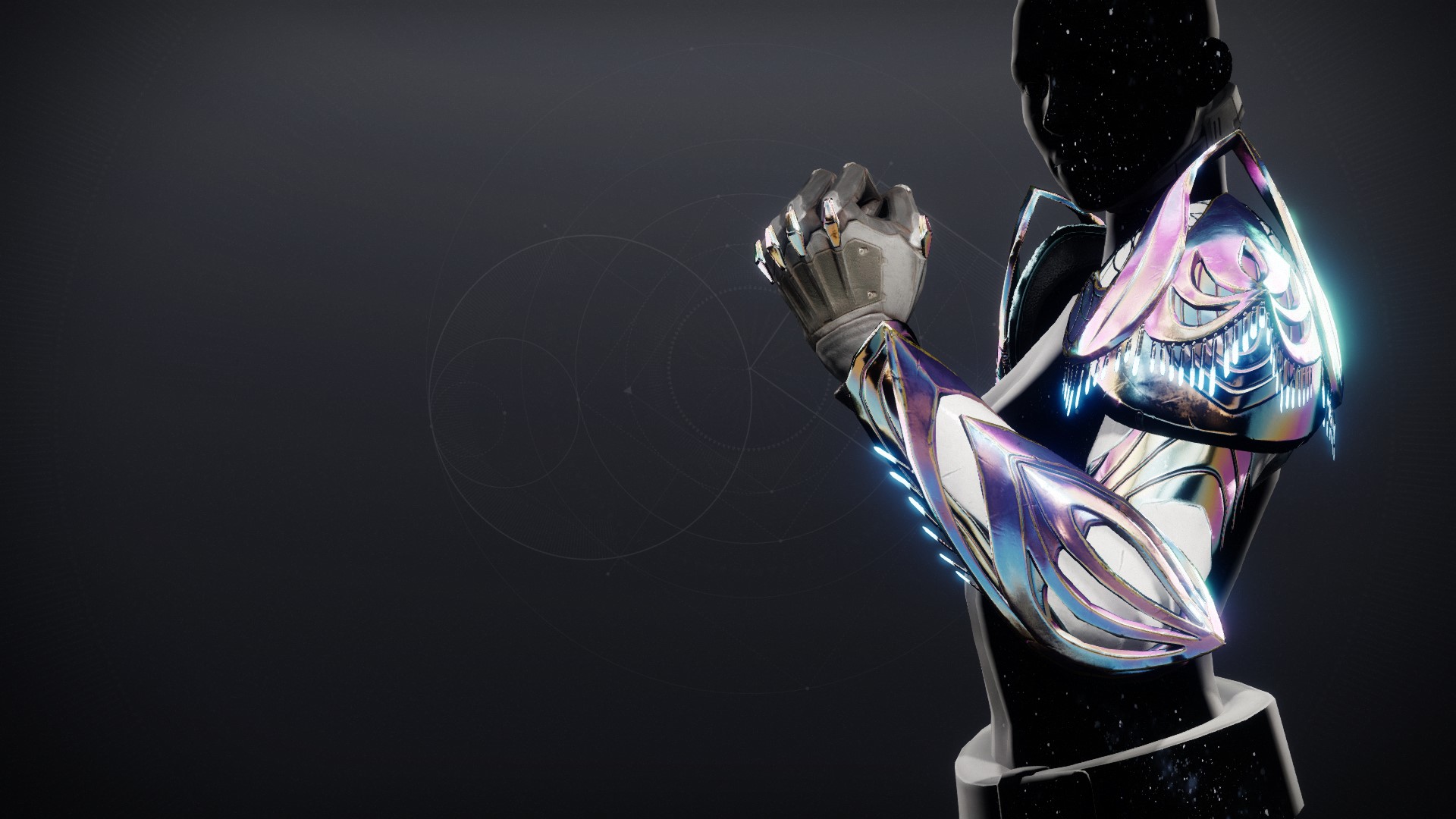 An in-game render of the Dendrite Shimmer Gauntlets.