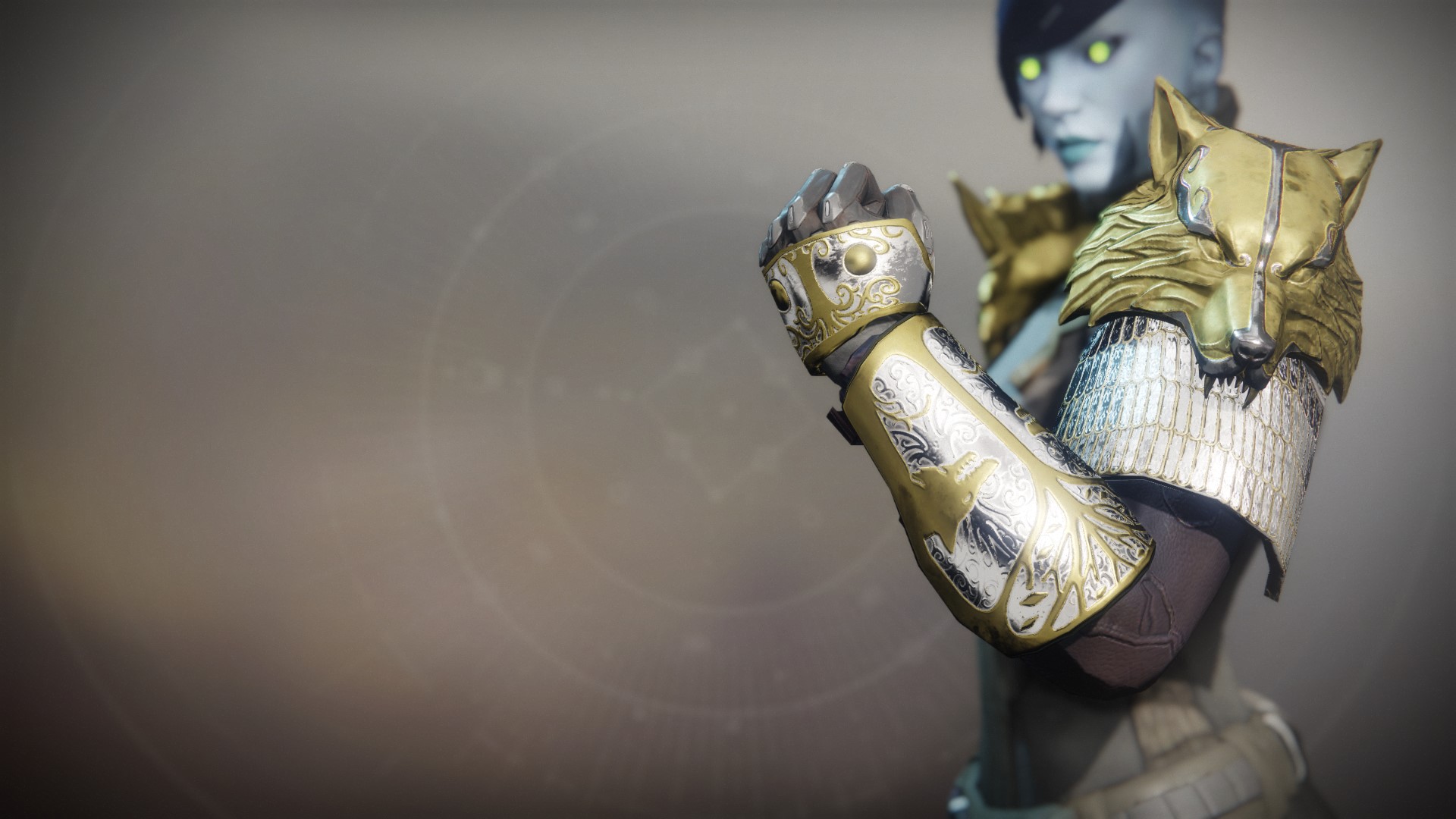 An in-game render of the Iron Truage Gauntlets.