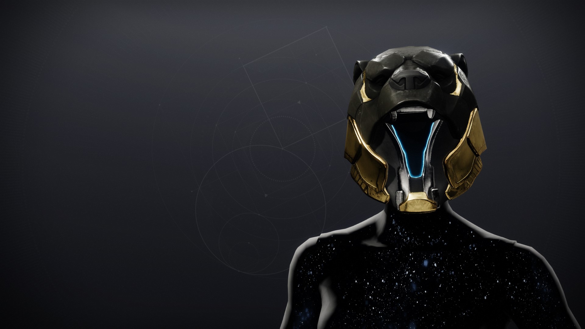 An in-game render of the Fused Aurum Helm.