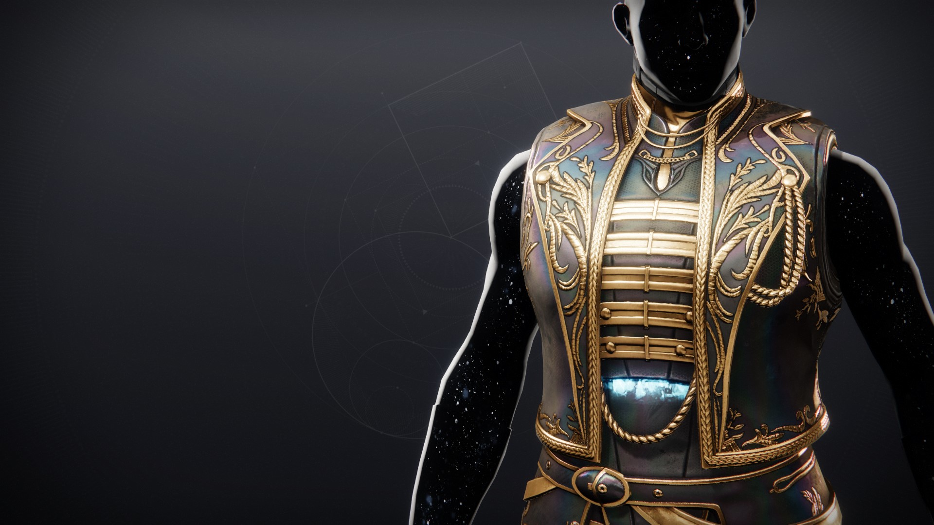 An in-game render of the Refulgent Revelry Vest.