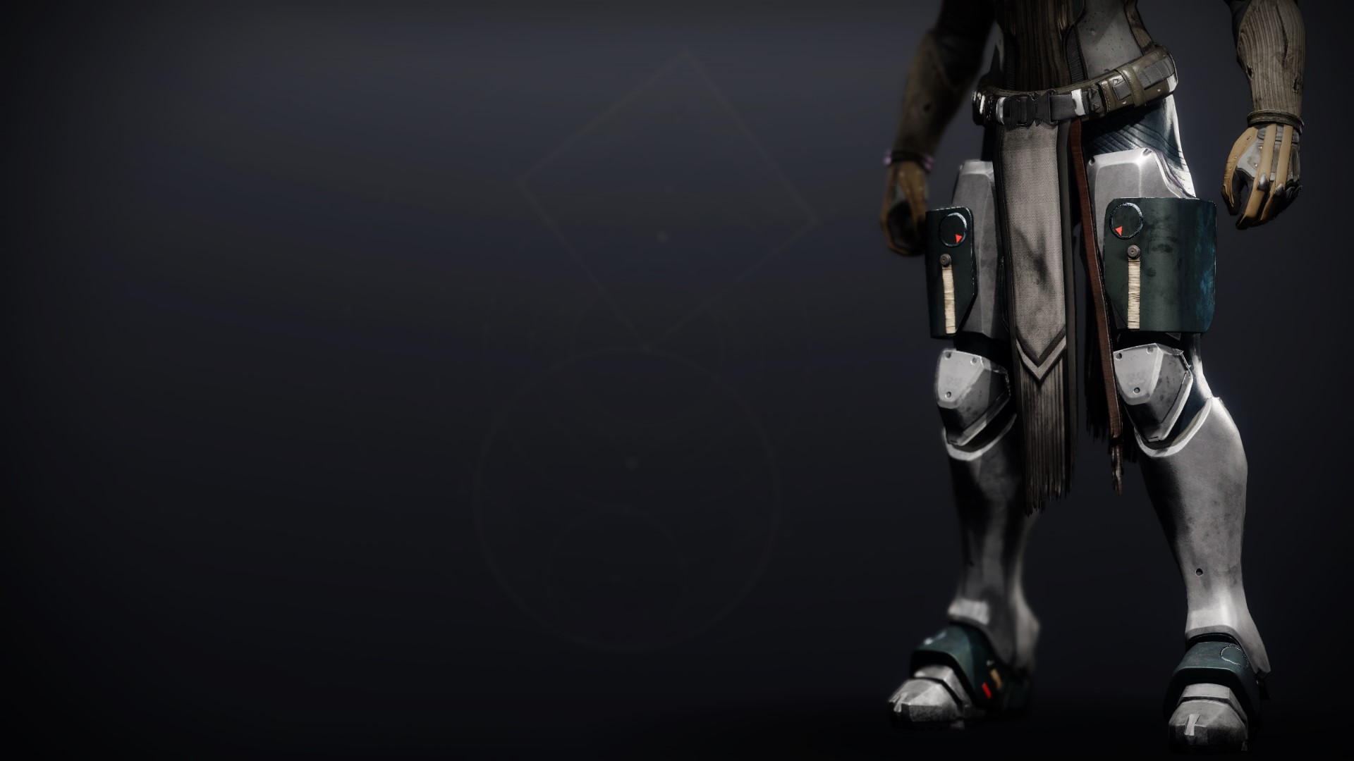 An in-game render of the Mimetic Savior Greaves.