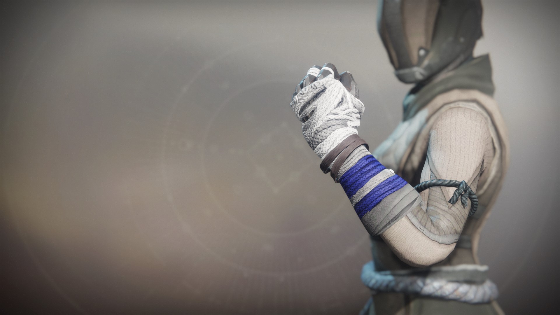 An in-game render of the Fire-Forged Warlock Arm Ornament.